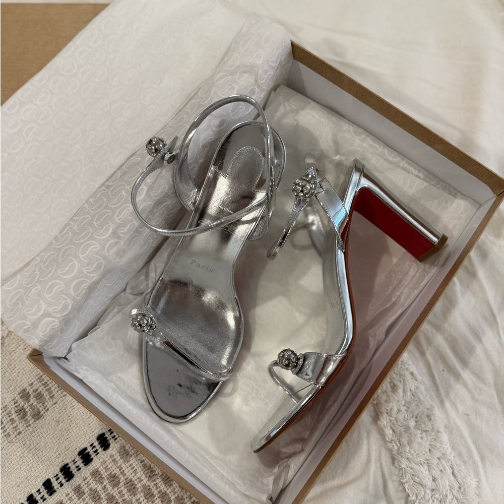 CHRISTIAN LOUBOUTIN, Atmospheria mirrored leather sandals, size 40, worn once - Picture 4 of 7